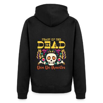 Dia de Muertos Squelette de crâne - Veste à capuche bio Premium Unisexe - noir - Dos - Nico (187cm)
