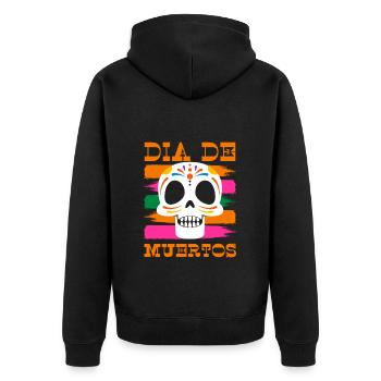 Mexiko Bunt Knochen Ehre - Unisex Premium Bio Zip Hoodie - Schwarz - Hinten - Nico (187cm)