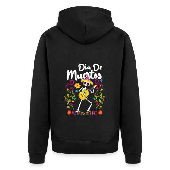 Feiertag Allerseelen Knochen Spanisch - Unisex Premium Bio Zip Hoodie - Schwarz - Hinten - Nico (187cm)