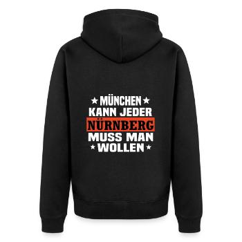 Nürnberg - Unisex Premium Bio Zip Hoodie - Schwarz - Hinten - Nico (187cm)