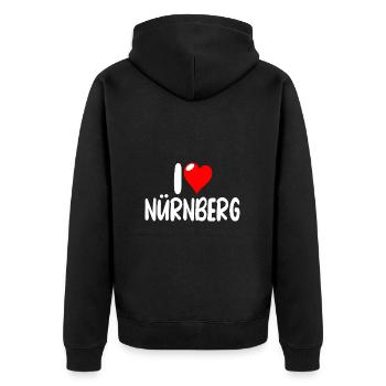 Nürnberg - Unisex Premium Bio Zip Hoodie - Schwarz - Hinten - Nico (187cm)