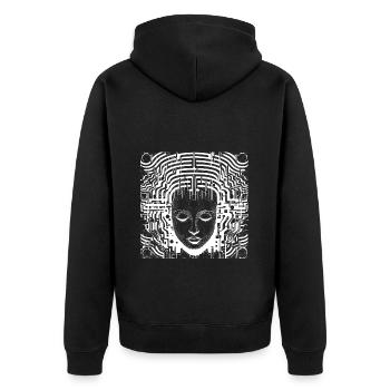 Gehirn Strukturen - Surreale Kunst - Unisex Premium Bio Zip Hoodie - Schwarz - Hinten - Nico (187cm)