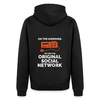 Opérateur radioamateur amateur réseau social d’origine - Veste à capuche bio Premium Unisexe - noir - Dos - Nico (187cm)