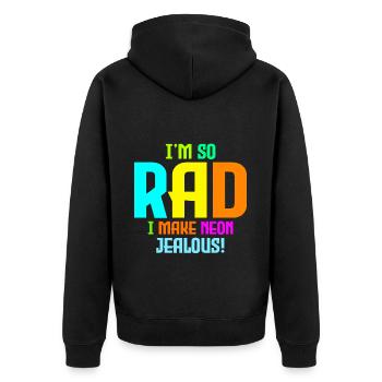 Rad '80s Neon-Inspired Design - Retro Style - Unisex Premium Organic Zip Hoodie - black - Back - Nico (187cm)