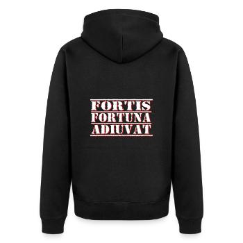 fortis fortuna adiuvat - Unisex Premium Bio Zip Hoodie - Schwarz - Hinten - Nico (187cm)