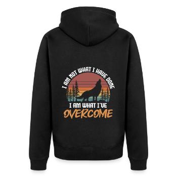 Wölfe Tier Mystik Wolfpack - Unisex Premium Bio Zip Hoodie - Schwarz - Hinten - Nico (187cm)