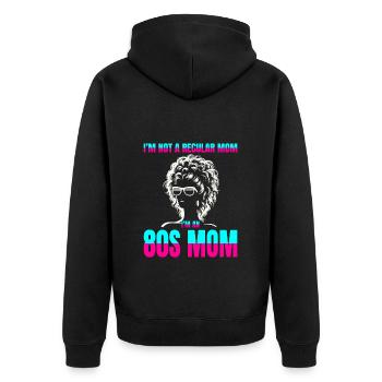 Silhouette de maman emblématique des années 80 : de gros cheveux, un style plus grand - Veste à capuche bio Premium Unisexe - noir - Dos - Nico (187cm)
