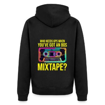 Neon '80s Cassette Tape: Nostalgic Retro Vibes - Unisex Premium Organic Zip Hoodie - black - Back - Nico (187cm)