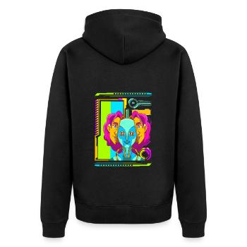 Cyberpunk Rétro Synthwave Futuriste - Veste à capuche bio Premium Unisexe - noir - Dos - Nico (187cm)