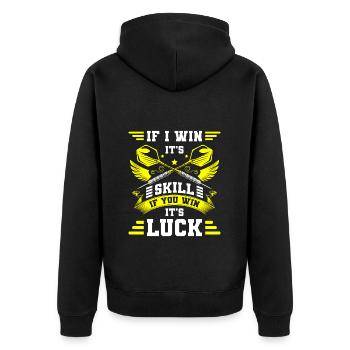 Dartscheibe Dartboard Bullseye - Unisex Premium Bio Zip Hoodie - Schwarz - Hinten - Nico (187cm)