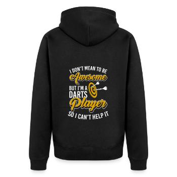 Dartscheibe Dartboard - Unisex Premium Bio Zip Hoodie - Schwarz - Hinten - Nico (187cm)