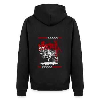 Tattoo Tattoo-Style Shirt Uhr - Unisex Premium Bio Zip Hoodie - Schwarz - Hinten - Nico (187cm)