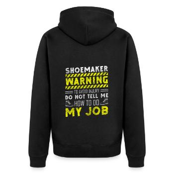 Schuhmacher Schuhe Leder Stiefel - Unisex Premium Bio Zip Hoodie - Schwarz - Hinten - Nico (187cm)