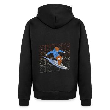 Snowboarden Sport Abfahrt Skiurlaub - Unisex Premium Bio Zip Hoodie - Schwarz - Hinten - Nico (187cm)