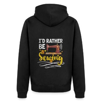 Tailor Scissors Sewing - Unisex Premium Organic Zip Hoodie - black - Back - Nico (187cm)