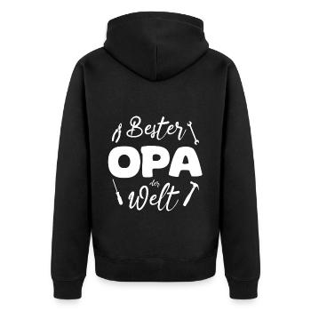 Bester Opa der Welt - Unisex Premium Bio Zip Hoodie - Schwarz - Hinten - Nico (187cm)