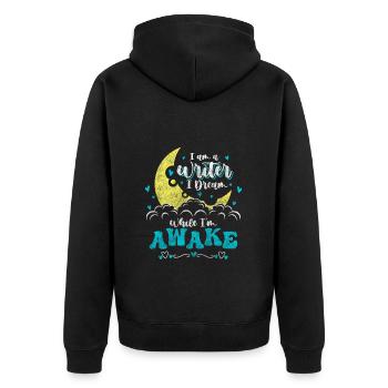 Écrivains, Livres, Poètes, Blogueurs - Veste à capuche bio Premium Unisexe - noir - Dos - Nico (187cm)