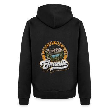 Stein Kunstwerk Steinmetz Zunftwappen - Unisex Premium Bio Zip Hoodie - Schwarz - Hinten - Nico (187cm)