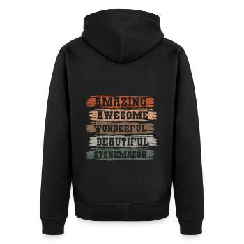 Stonemason Work Craft Craftsman - Unisex Premium Organic Zip Hoodie - black - Back - Nico (187cm)