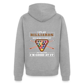 Billiard Kneipe Gewinn - Unisex Premium Bio Zip Hoodie - Grau meliert - Hinten - Nico (187cm)