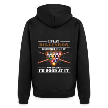Billiard Kneipe Gewinn - Unisex Premium Bio Zip Hoodie - Schwarz - Hinten - Nico (187cm)