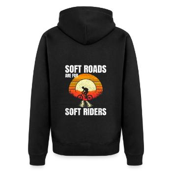 Scenic Gravel Riding Sunrise Soft Roads Not for Us - Unisex Premium Organic Zip Hoodie - black - Back - Nico (187cm)