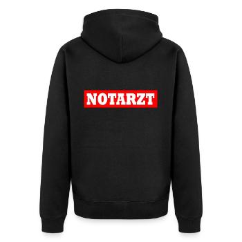 Notarzt - Unisex Premium Bio Zip Hoodie - Schwarz - Hinten - Nico (187cm)