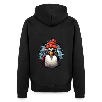 Pingouin de Noël père Noël cool avec chapeau - Veste à capuche bio Premium Unisexe - noir - Dos - Nico (187cm)