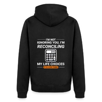 Buchhalter Buchhaltung Buchhaltung Finanzen Lustig - Unisex Premium Bio Zip Hoodie - Schwarz - Hinten - Nico (187cm)