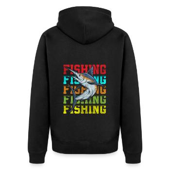 fishing, perch, bait, pike - Unisex Premium Organic Zip Hoodie - black - Back - Nico (187cm)