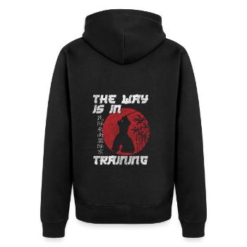 Japan Kampfkunst Ehre Japanische Kunst - Unisex Premium Bio Zip Hoodie - Schwarz - Hinten - Nico (187cm)