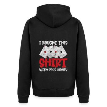 Player Casino Poker Skat - Unisex Premium Organic Zip Hoodie - black - Back - Nico (187cm)