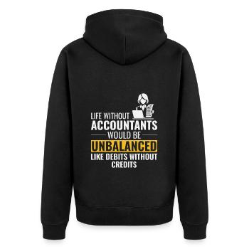 Buchhalter Buchhaltung Buchhaltung Finanzen Lustig - Unisex Premium Bio Zip Hoodie - Schwarz - Hinten - Nico (187cm)