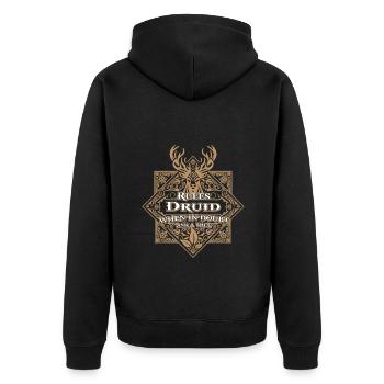 Druid Rules RPG Game - Unisex Premium Organic Zip Hoodie - black - Back - Nico (187cm)