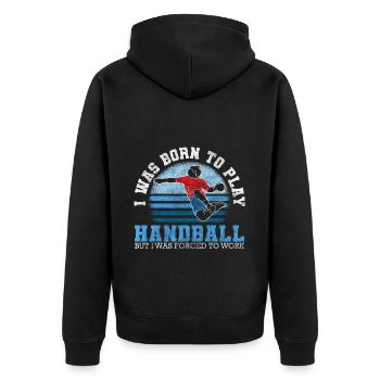 Handball Handballspieler Turnier Sprungwurf - Unisex Premium Bio Zip Hoodie - Schwarz - Hinten - Nico (187cm)