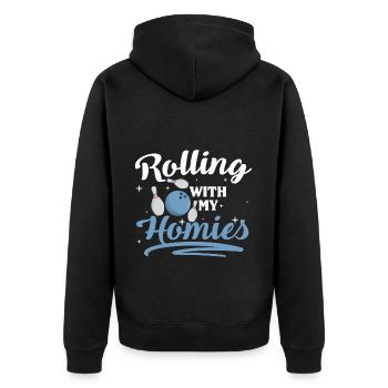 Bowling Hobby Players - Unisex Premium Organic Zip Hoodie - black - Back - Nico (187cm)