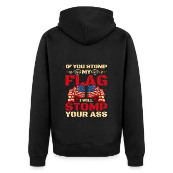 America Patriotic Power - Unisex Premium Organic Zip Hoodie - black - Back - Nico (187cm)