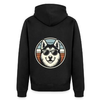 Husky Dog - Unisex Premium Organic Zip Hoodie - black - Back - Nico (187cm)