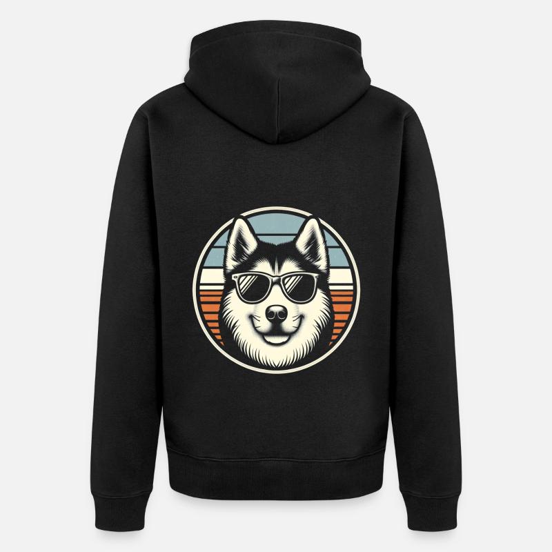 Husky Hund - Unisex Premium Bio Zip Hoodie - Schwarz