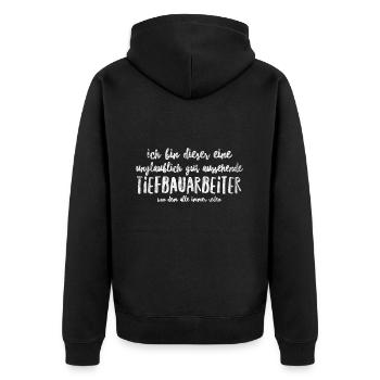 Tiefbauer - Gut aussehender Tiefbauer - Unisex Premium Bio Zip Hoodie - Schwarz - Hinten - Nico (187cm)