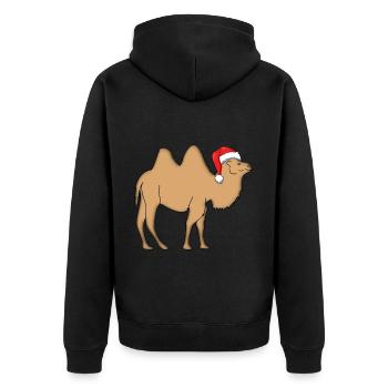 kamel mit weihnachtsmütze - Unisex Premium Bio Zip Hoodie - Schwarz - Hinten - Nico (187cm)
