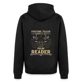 Kristallkugel Astrologie Hellsehen Sternzeichen - Unisex Premium Bio Zip Hoodie - Schwarz - Hinten - Nico (187cm)