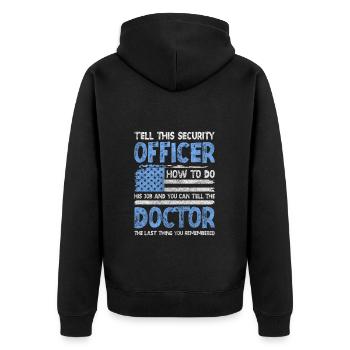 Security Protection Sarcasm Specialist - Unisex Premium Organic Zip Hoodie - black - Back - Nico (187cm)
