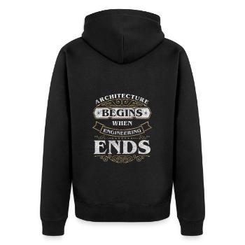 Ingenieur Entwurf Architekturbüro - Unisex Premium Bio Zip Hoodie - Schwarz - Hinten - Nico (187cm)