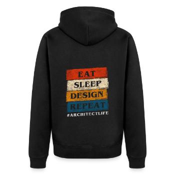 Ingenieur Style Job Architektur - Unisex Premium Bio Zip Hoodie - Schwarz - Hinten - Nico (187cm)