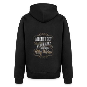 Designer Hausbau - Unisex Premium Bio Zip Hoodie - Schwarz - Hinten - Nico (187cm)