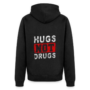 Drogen Süchtig Hanf - Unisex Premium Bio Zip Hoodie - Schwarz - Hinten - Nico (187cm)