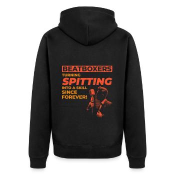 Beatboxing Musikalischer Humor Spucken Geschicklichkeit Humorvoll - Unisex Premium Bio Zip Hoodie - Schwarz - Hinten - Nico (187cm)