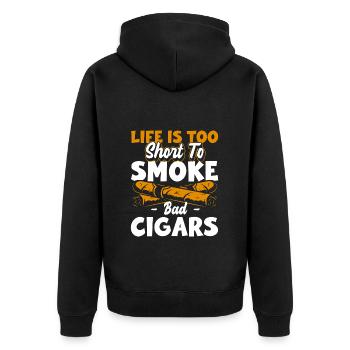 Rauchen Nikotin Rauchverbot Vape - Unisex Premium Bio Zip Hoodie - Schwarz - Hinten - Nico (187cm)