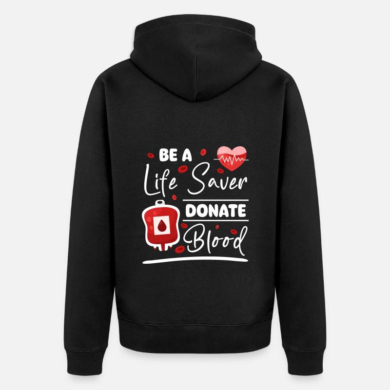 Blutspender Blut Blutgruppe - Unisex Premium Bio Zip Hoodie - Schwarz